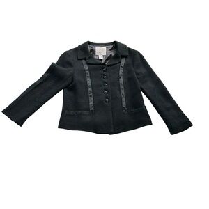 Rebecca Taylor Tweed Black Blazer Career Size 6 Preppy Academia Business Causal